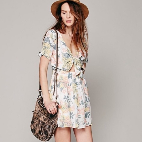 Free people floral cut out tie front dress - Picture 3 of 6